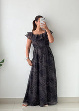Size S-M Charcoal Leopard Print Maxi Dress