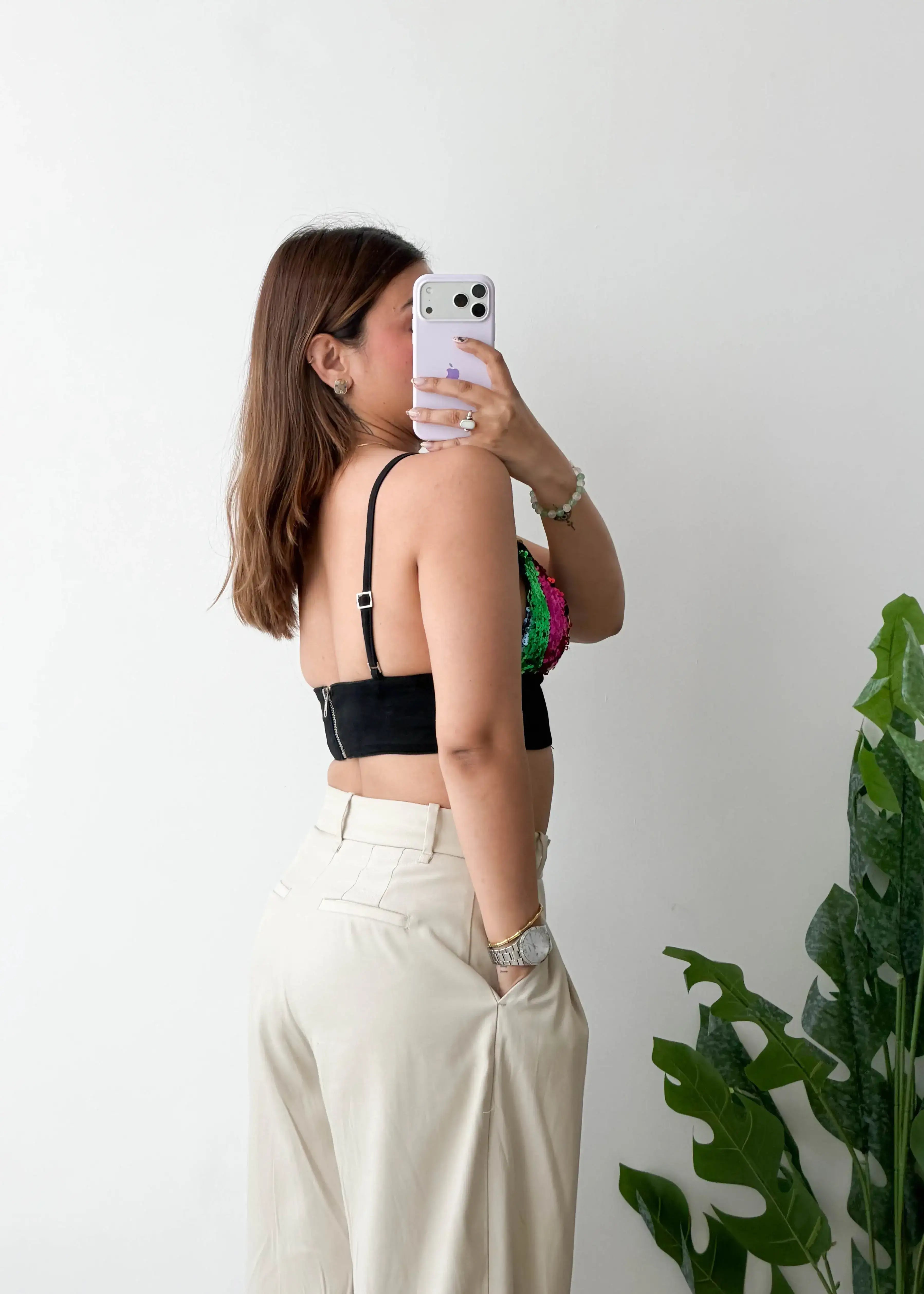 XS-S, Multicolor Sequin Bralette Top