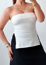 Size XS-S / M-L White Foldover Tube Top
