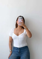 Size S White Ruched Front Top