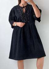 Size 2XL-3XL Black Embellished Mini Dress