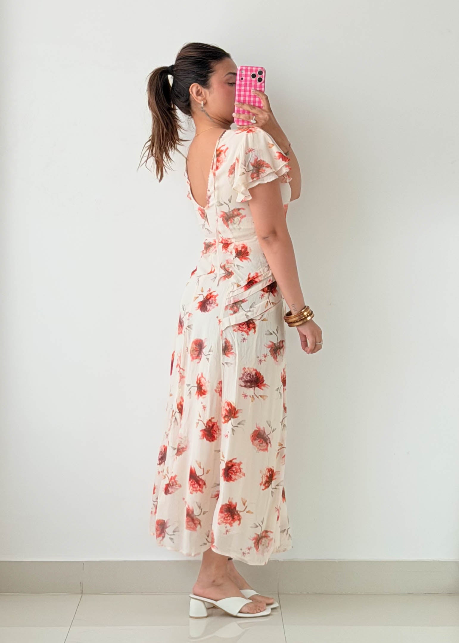 Size S White Floral Maxi Dress