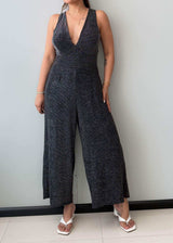 Size S-M, Deep V-Neck Wide Leg Jumpsuit - Closet by Payal