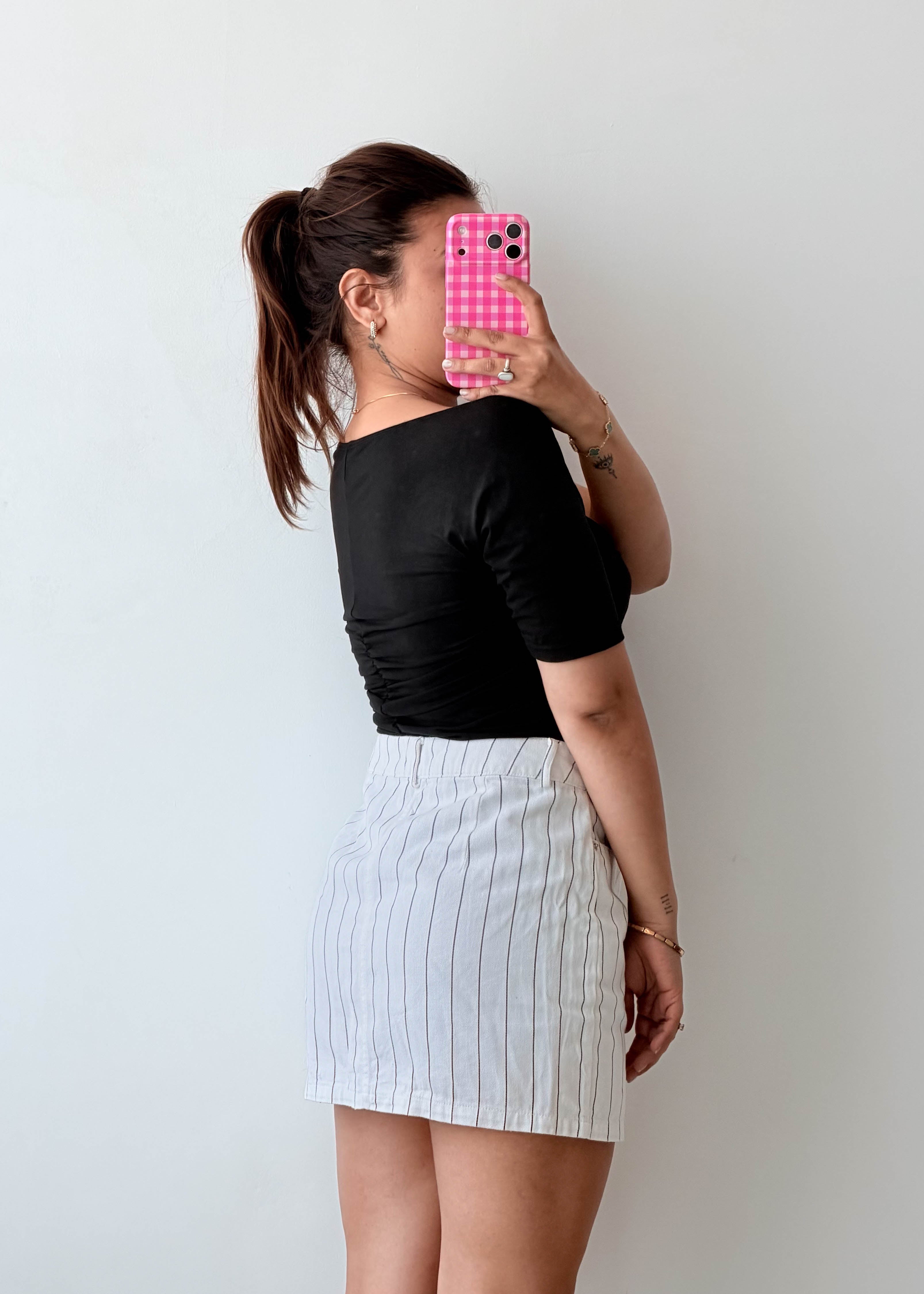 Size M-L Black Ruched Sweetheart Bodysuit