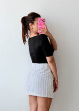 Size M-L Black Ruched Sweetheart Bodysuit