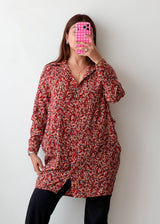 Size M-L Red Floral Longline Shirt Tunic