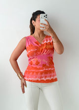 Size L-XL Pink Tie-Dye Wrap Top