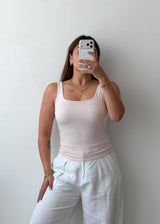 Size S-M Beige Square Neck Tank Top