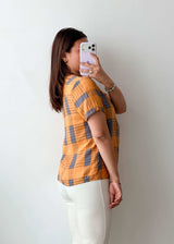 XS-S Mustard Grey Check Cotton Top