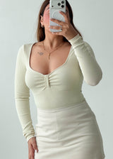 Size S-M Ivory Ruched Front Bodysuit