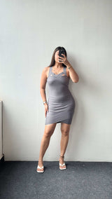 Size XS-S, Grey Strappy Bodycon Mini Dress