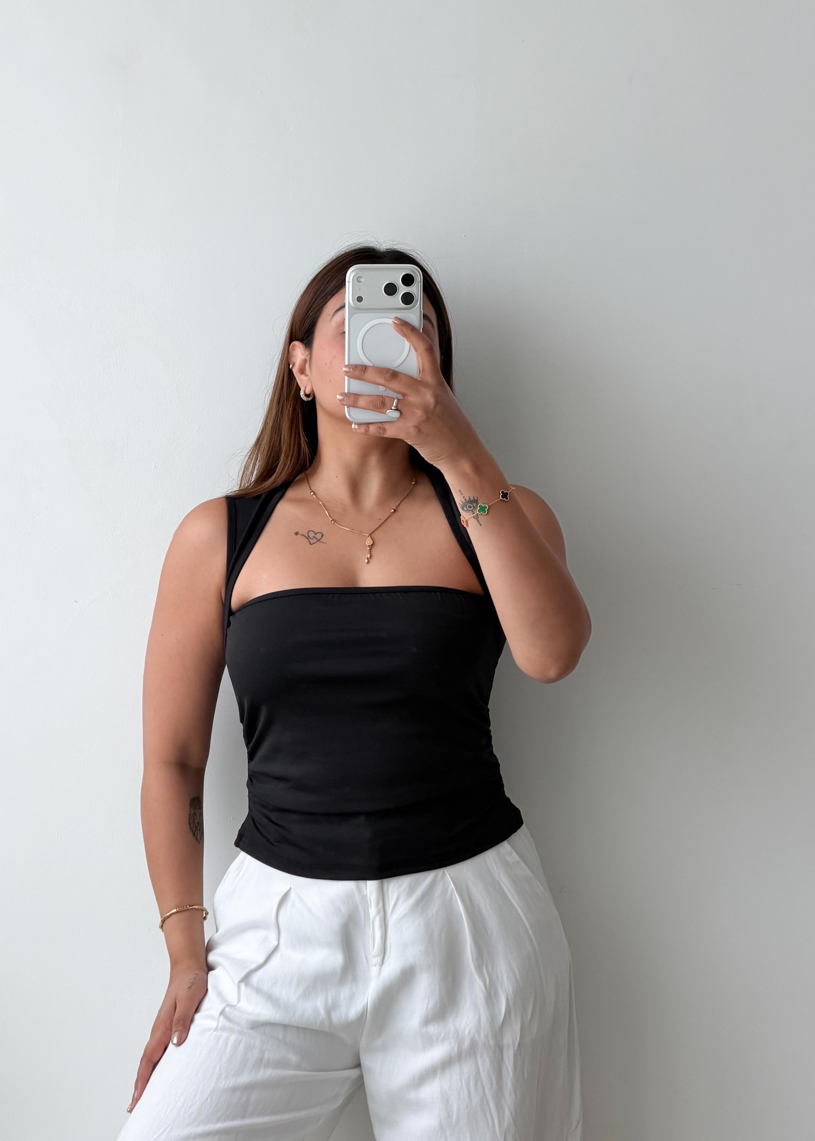 Size S, M, L Black Halter Neck Top