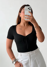 Size XS-S Black Sweetheart Ribbed Top
