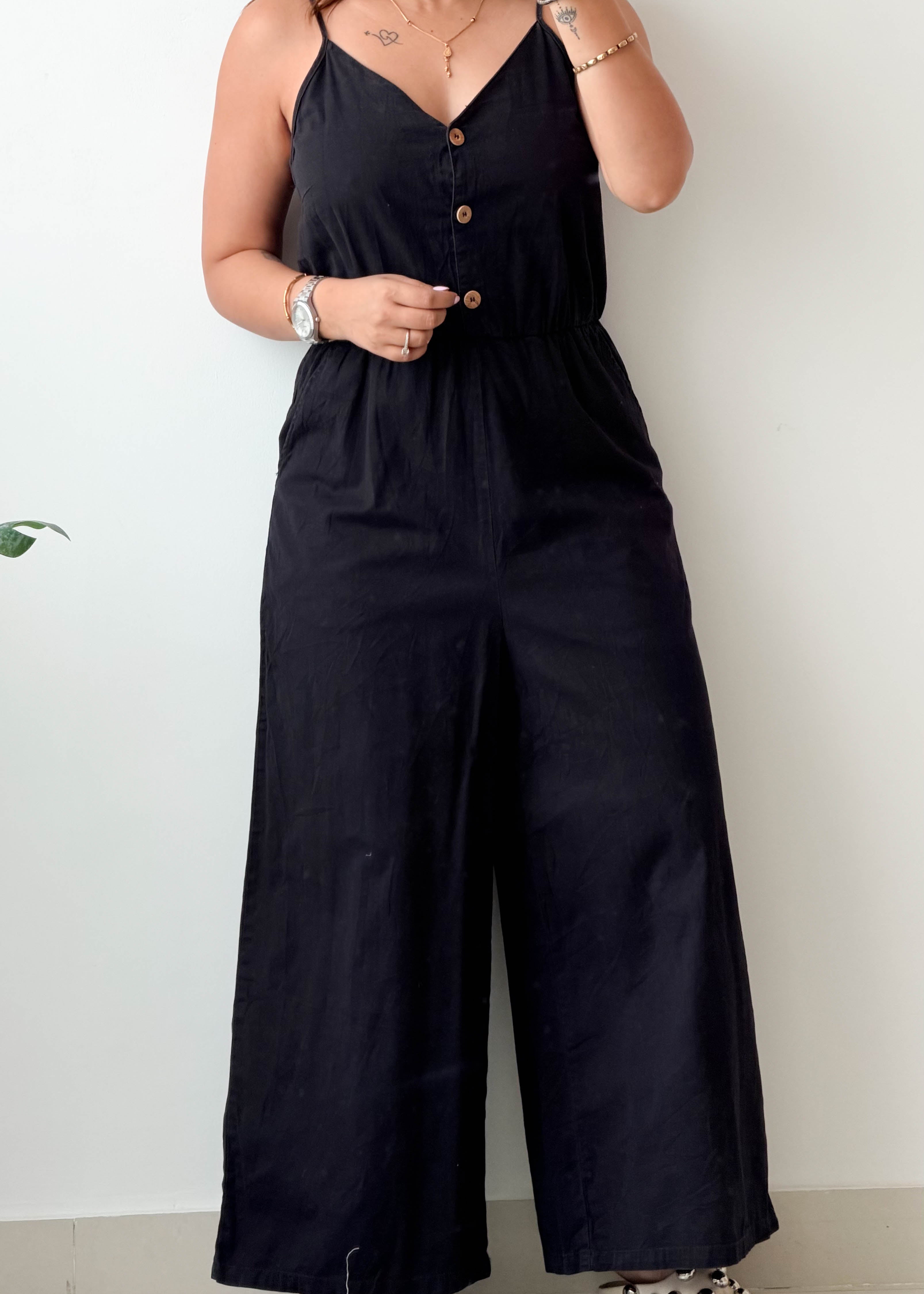 Size S Black Wide-Leg Jumpsuit
