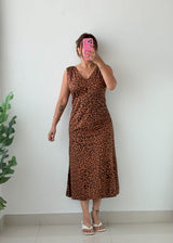 Size XL Brown Animal Print Midi Dress
