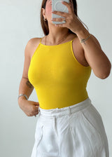 Size XS Yellow Ribbed Tank Bodysuit