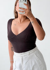 Size XS-S Dark Brown Wrap Top