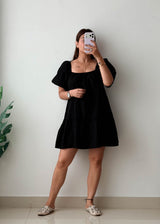 Size S-M Black Puff Sleeve Mini Dress