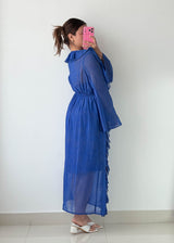 Size S-M Royal Blue Ruffle Maxi Dress