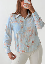 Size XS-S Sky Blue Abstract Print Shirt