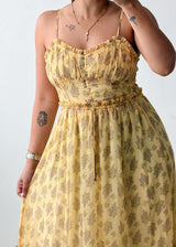 Size XS-M Mustard Floral Tiered Maxi Dress