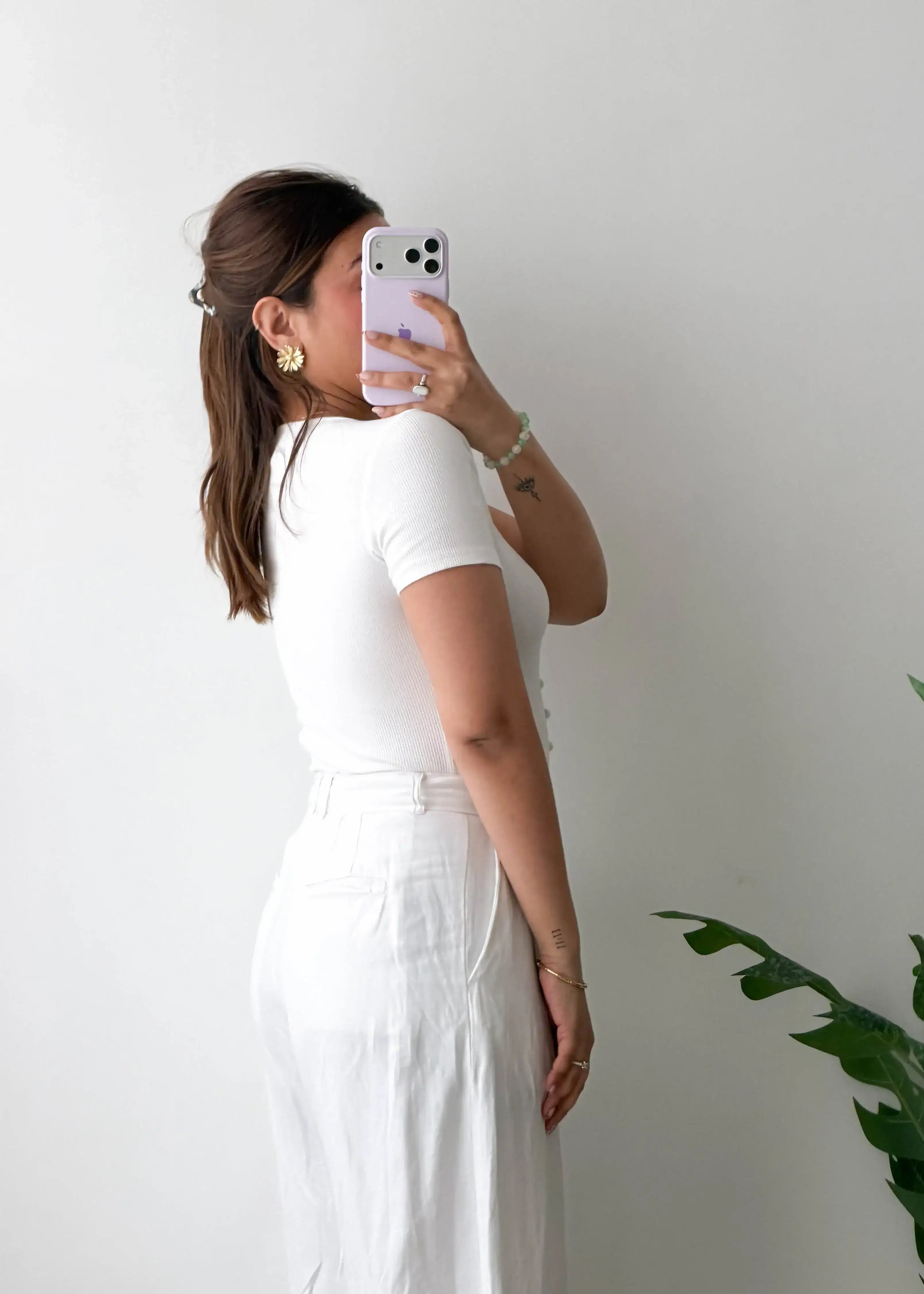 Size S-M, White Button Detail Bodysuit