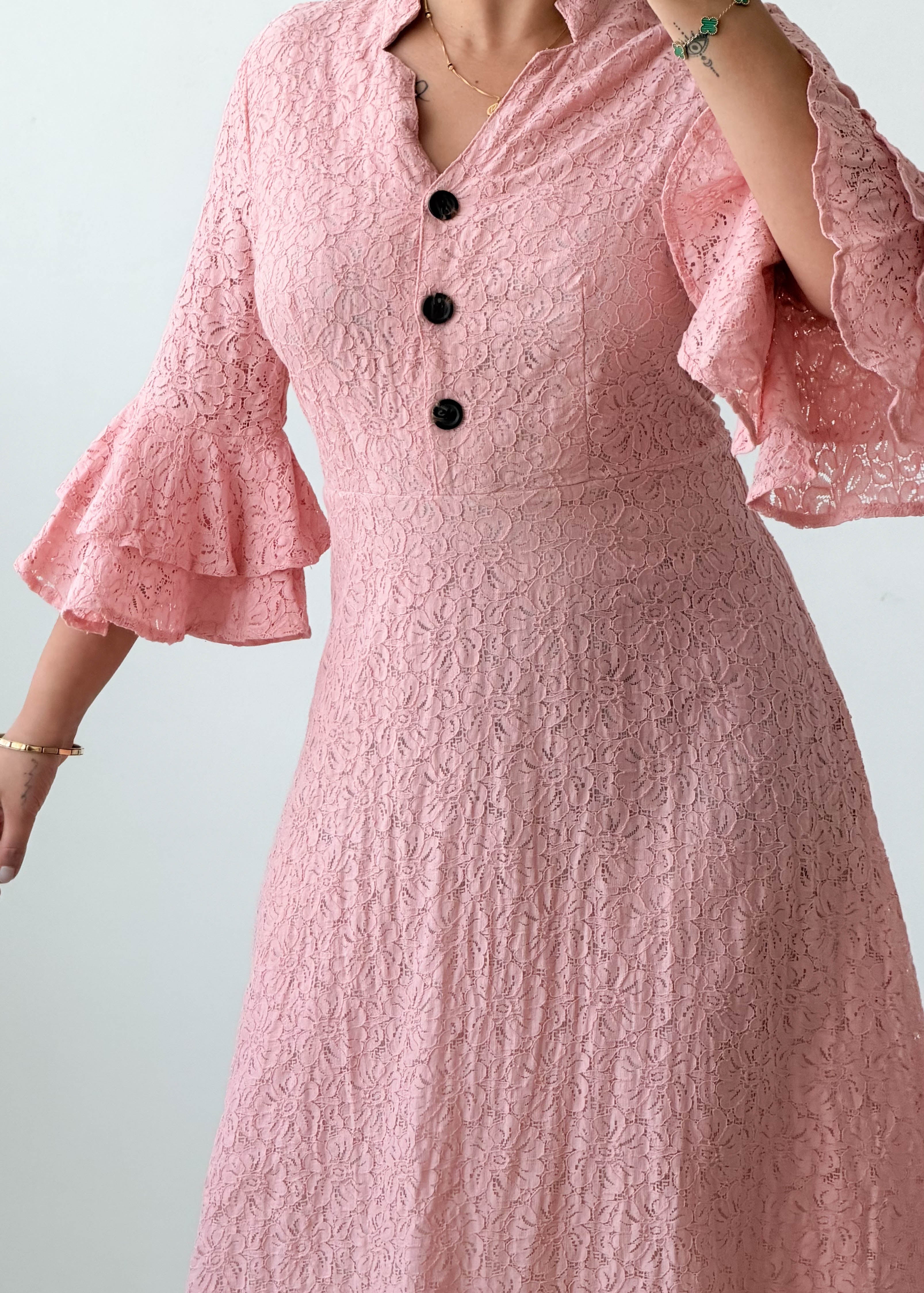 Size M-L Blush Pink Textured Midi Dress