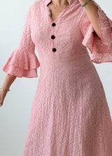 Size M-L Blush Pink Textured Midi Dress