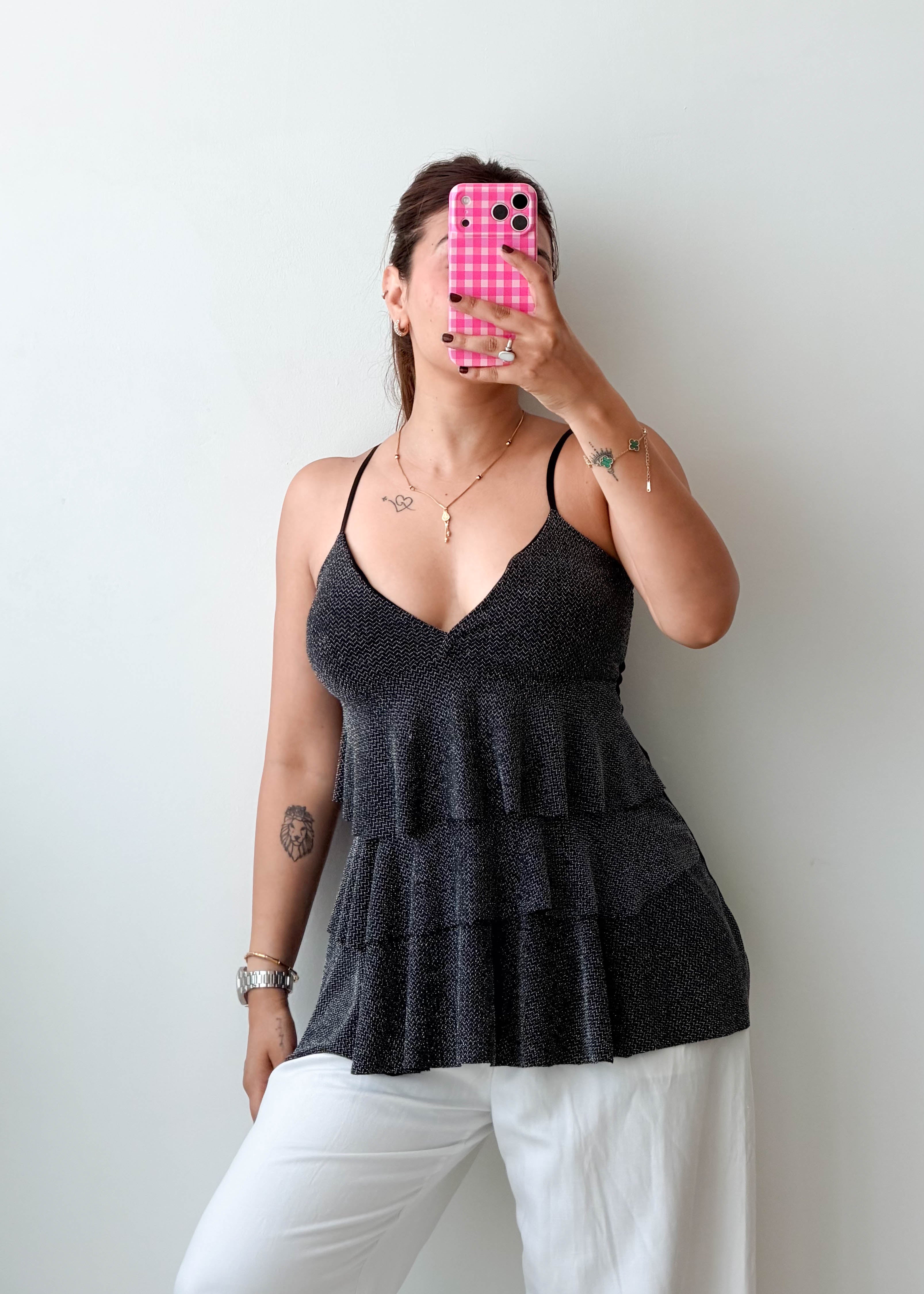 Size XS-M Black Tiered Cami Top