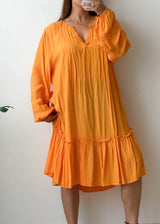 Size XL-XXL Orange Oversized Tiered Dress