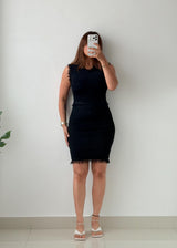 Size XS-S Black Textured Sleeveless Mini Dress
