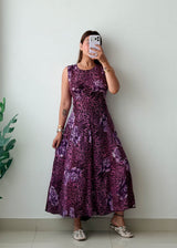 Size S-M Purple Floral Printed Maxi Dress