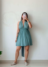 Size XS-S Teal Halter Neck Mini Dress