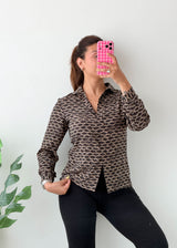 Size XS-S Brown Geometric Shirt