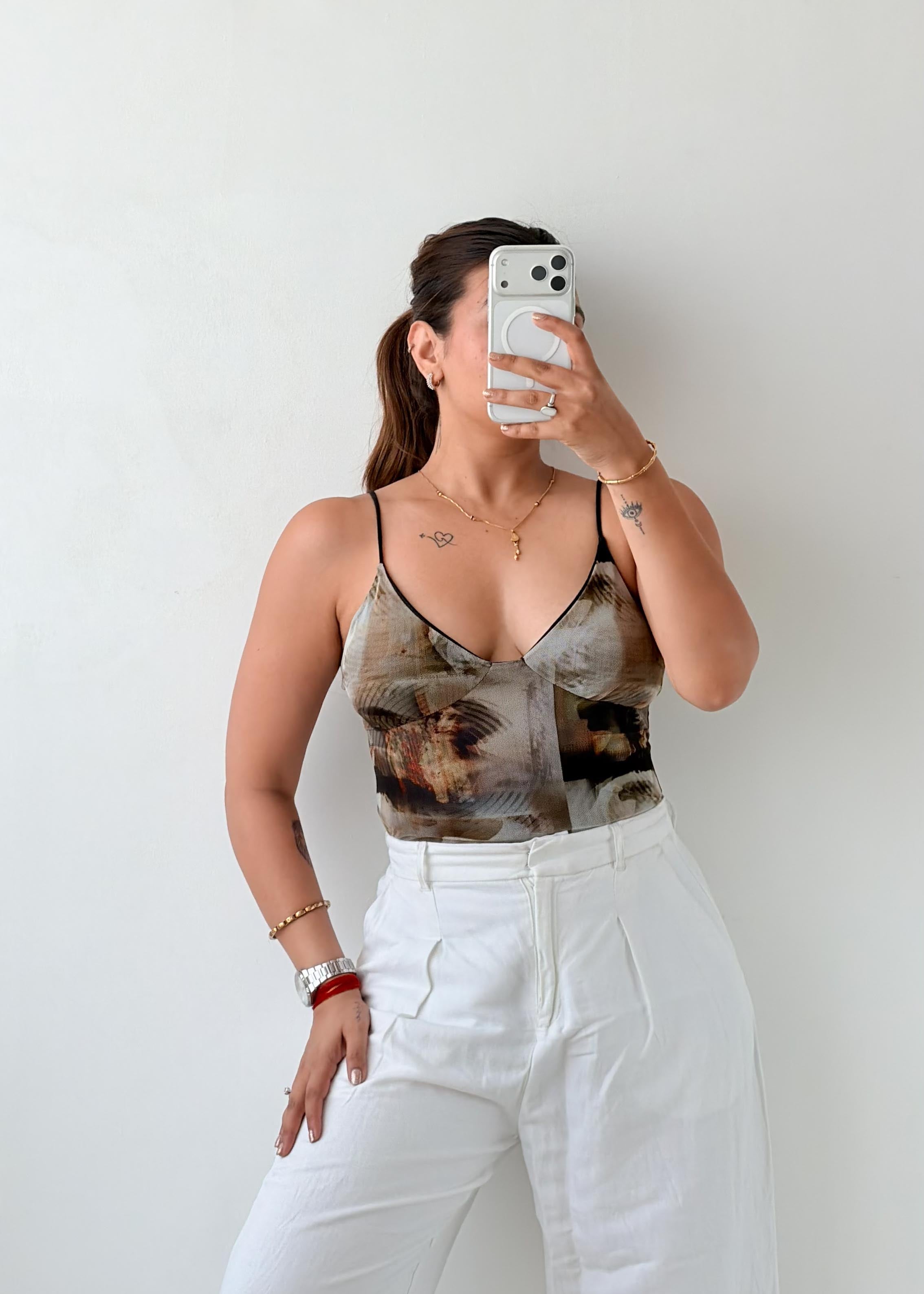 Size XS-S Abstract Print Bodysuit