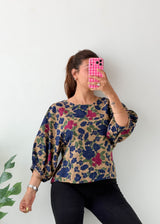 Size S-M Beige Floral Batwing Top