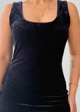 Size M-L, Black Velvet Bodycon Midi Dress - Closet by Payal