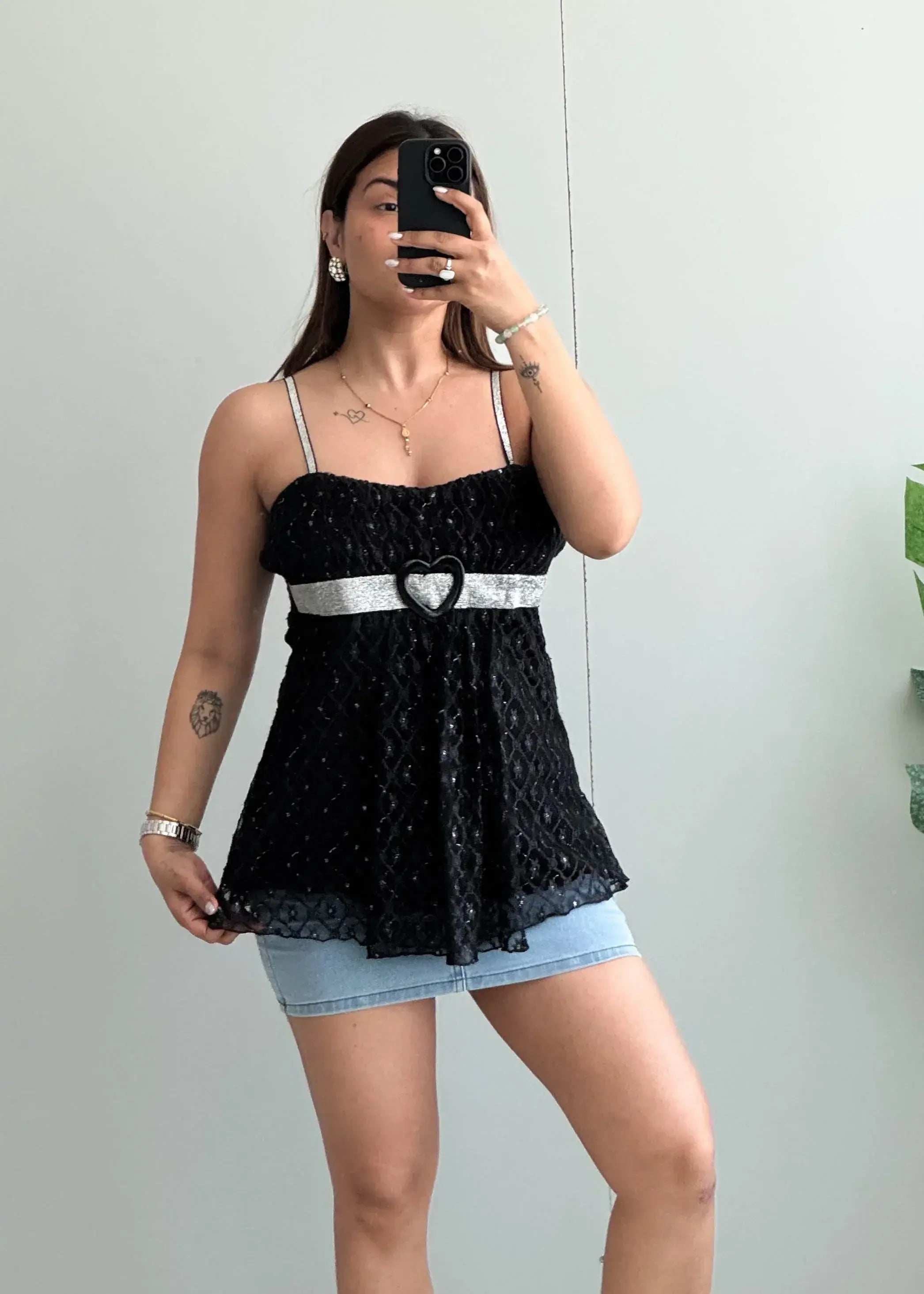 Size M-L, Vintage Lace Babydoll Camisole Top - Closet by Payal