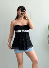 Size M-L, Vintage Lace Babydoll Camisole Top - Closet by Payal