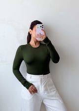 Size L Olive Green Full Sleeve Bodysuit