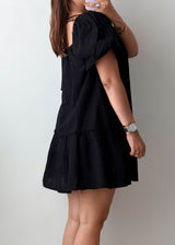 Size S-M Black Puff Sleeve Mini Dress