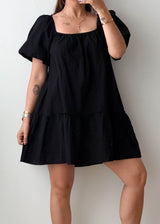 Size S-M Black Puff Sleeve Mini Dress