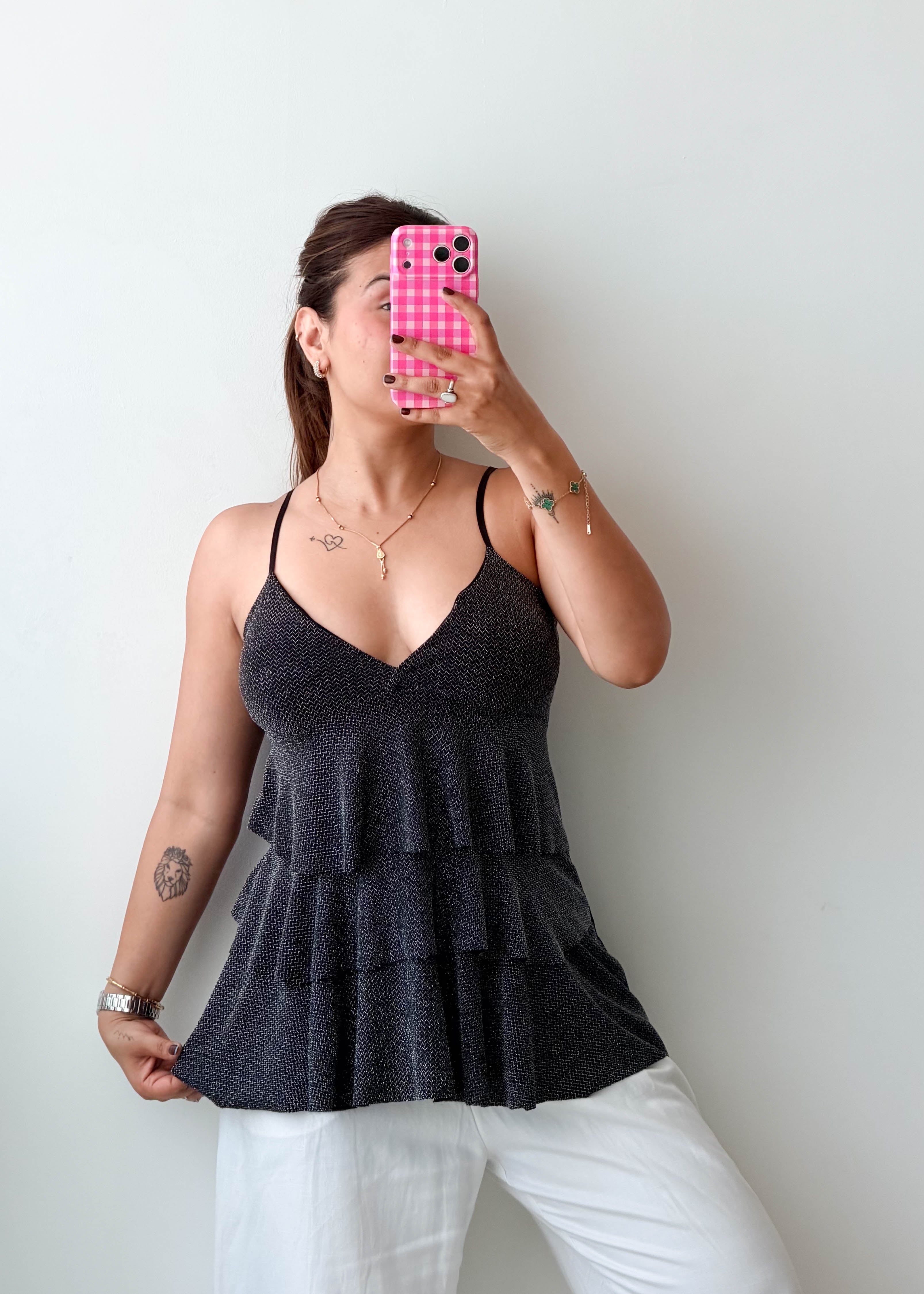 Size XS-M Black Tiered Cami Top