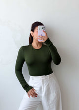 Size L Olive Green Full Sleeve Bodysuit