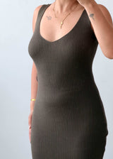 Size S-M Brown Ribbed Midi Dress