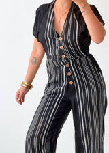 Size XS-S Black Striped Jumpsuit