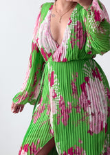 Size XS-S Green Floral Print Maxi Dress