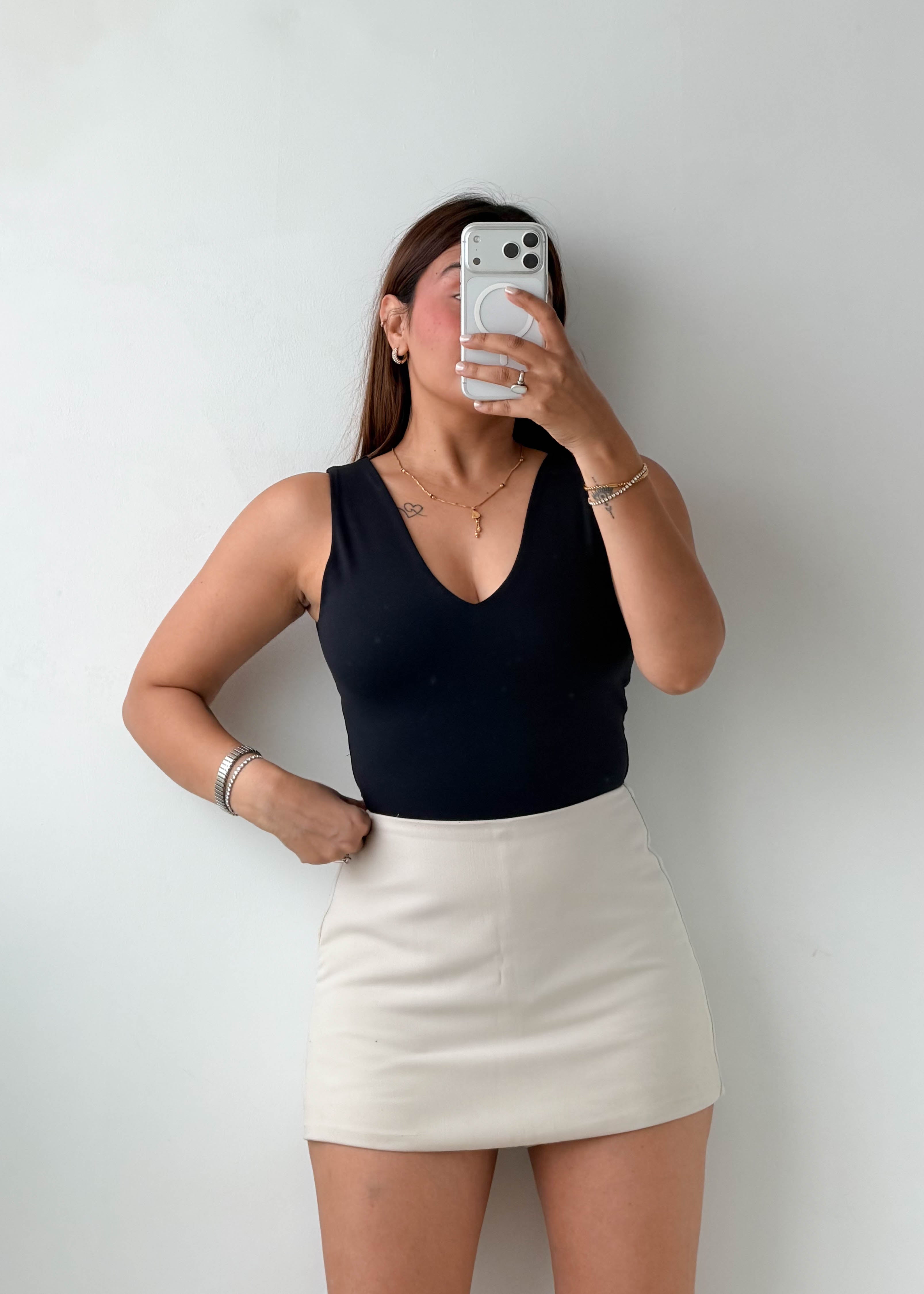 Size S-M Black V-Neck Bodysuit