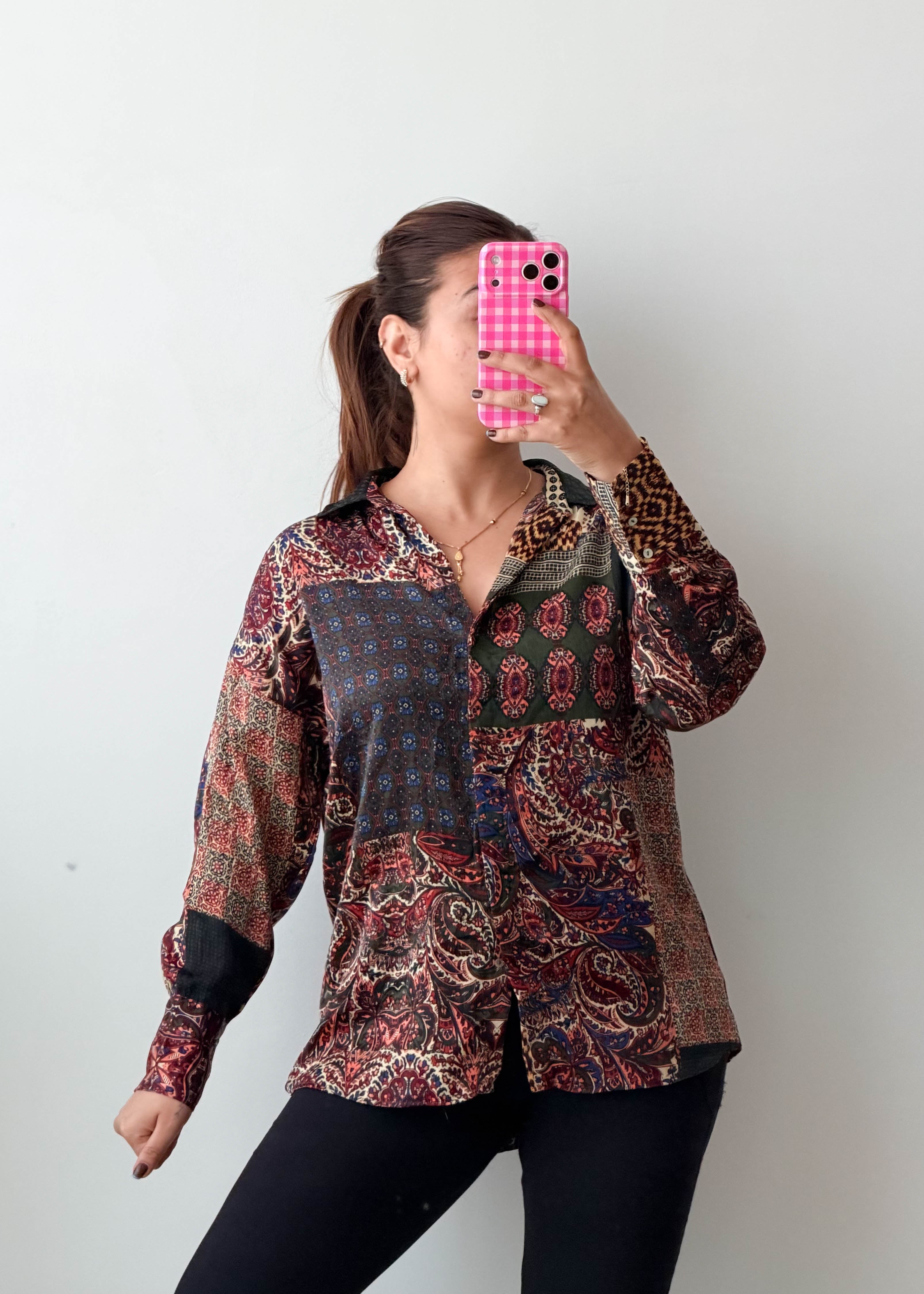 Size S-M Multicolor Paisley Print Shirt Top