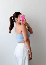 Size XS-S Powder Blue Fuzzy Tube Top